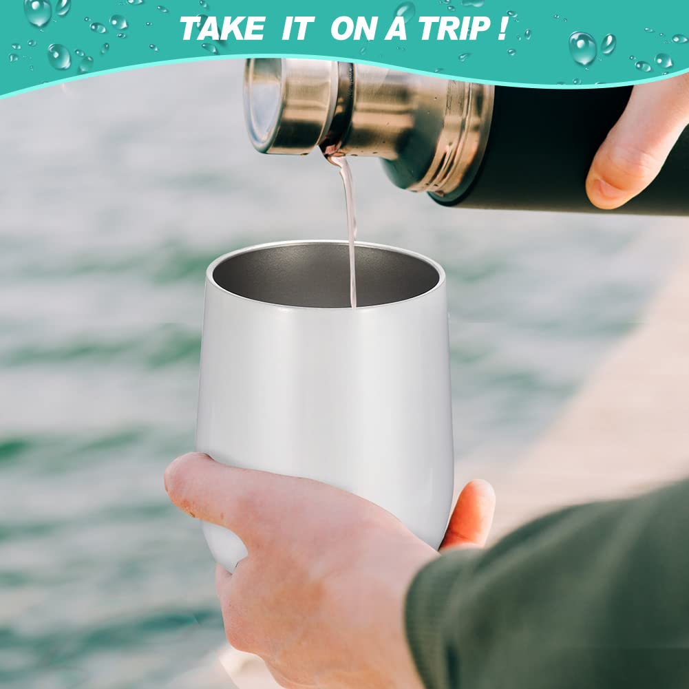 18 Pack Sublimation Wine Tumblers Blanks Straight Stainless Steel Insulated Mug for Full Wrap Heat Transfer with Spill-Proof Sliding Lid for Coffee Cocktails Drinks 12oz