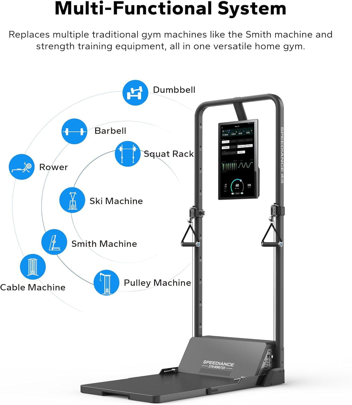 Speediance Gym Monster Smart Home Gym, Multifunctional Strength Training Machine, Smith Machine Power Cage Workout Station, Squat Rack Cable Machine, Full Body Fitness Equipment for Home Workout