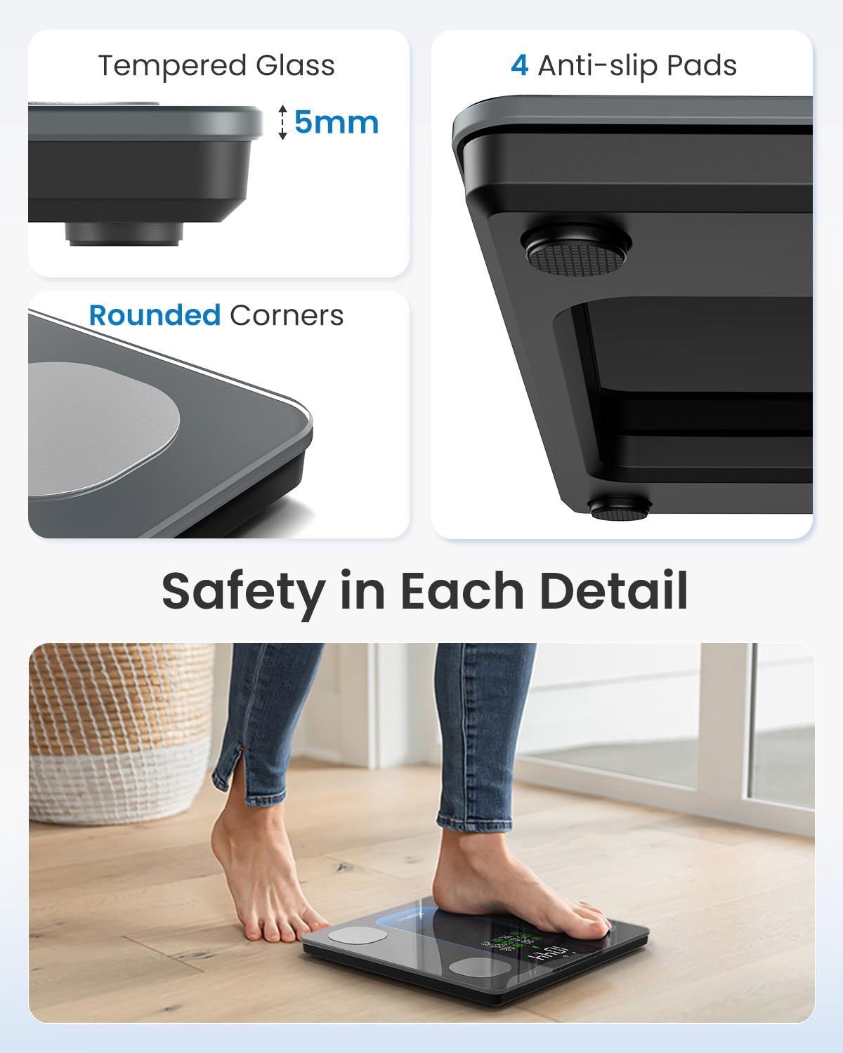 RENPHO Smart Scale for Body Weight, Weight Scale with 7-in-1 Large Display for BMI, Body Fat, Muscle Mass, 13 Body Composition, High Accurate Bluetooth Scale, 500lbs, 11.8", Elis 2XL