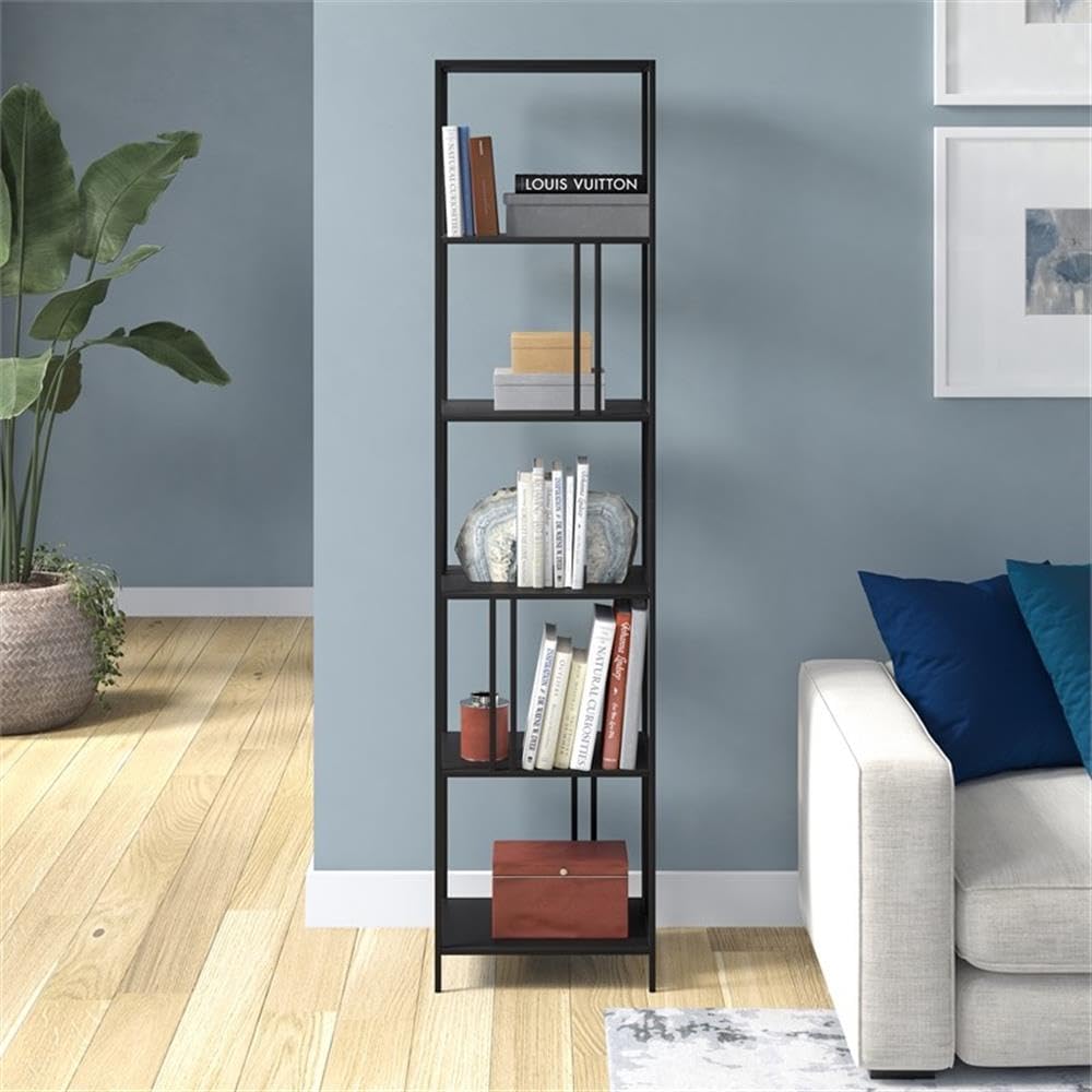 Henn&Hart 18" Wide Rectangular Bookcase in Blackened Bronze, for Home Office, Living Room