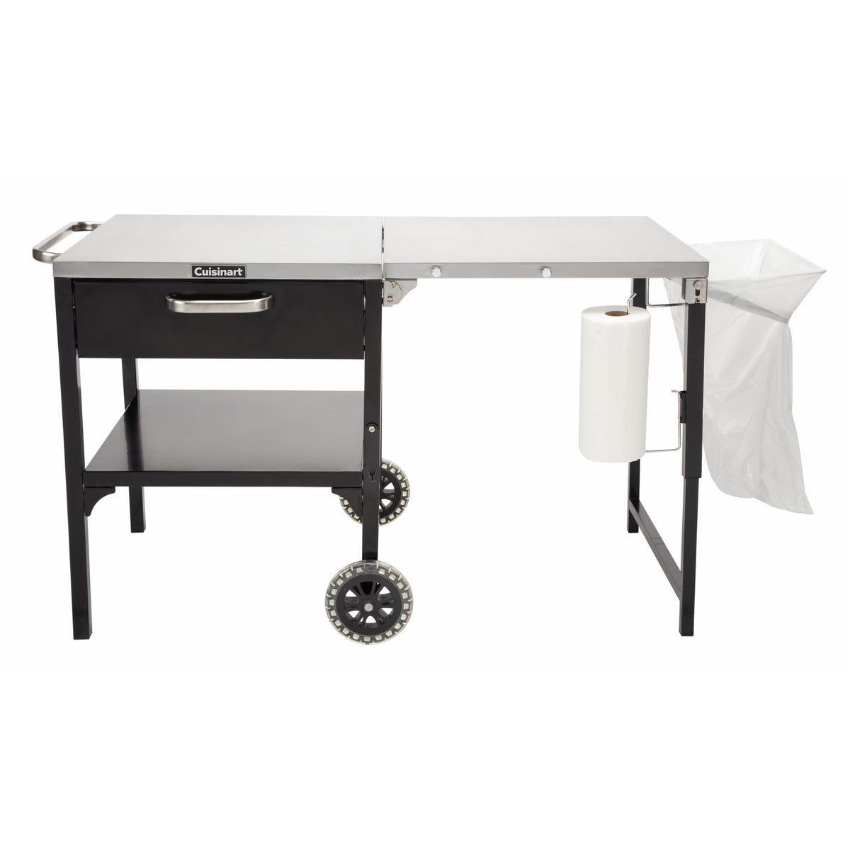 Cuisinart Prep ‘n Cook Outdoor Table and Grill Stand, Stainless Steel Folding Table with Wheels, 48” x 24” Prep Station for Home BBQ, Tailgates, Cookouts