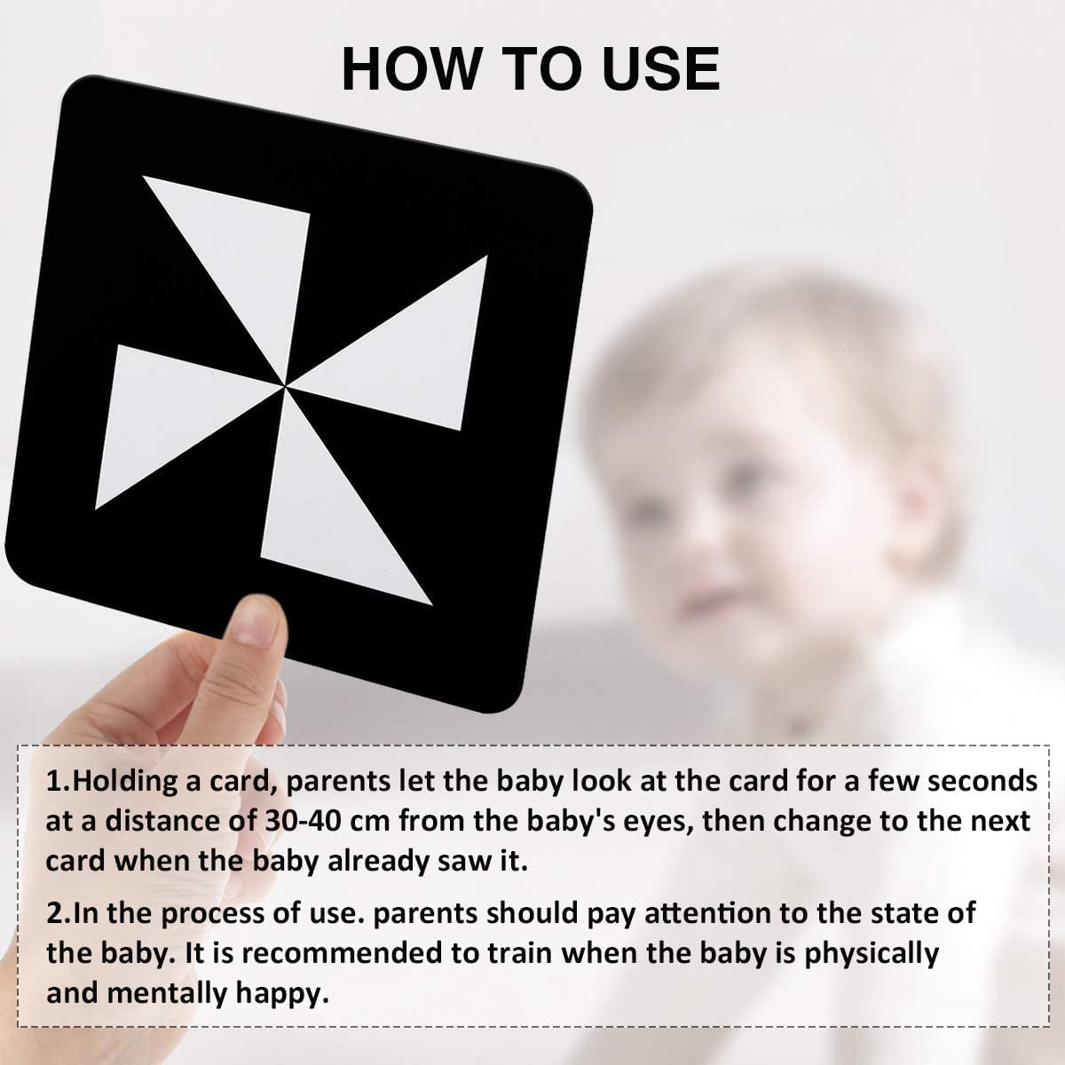 beiens High Contrast Baby Flashcards, Black White Color Newborn Brain Development Toys, Visual Stimulation Learning Activity Cards, Educational Infants Gift (Black & White(for 0-3 Months))