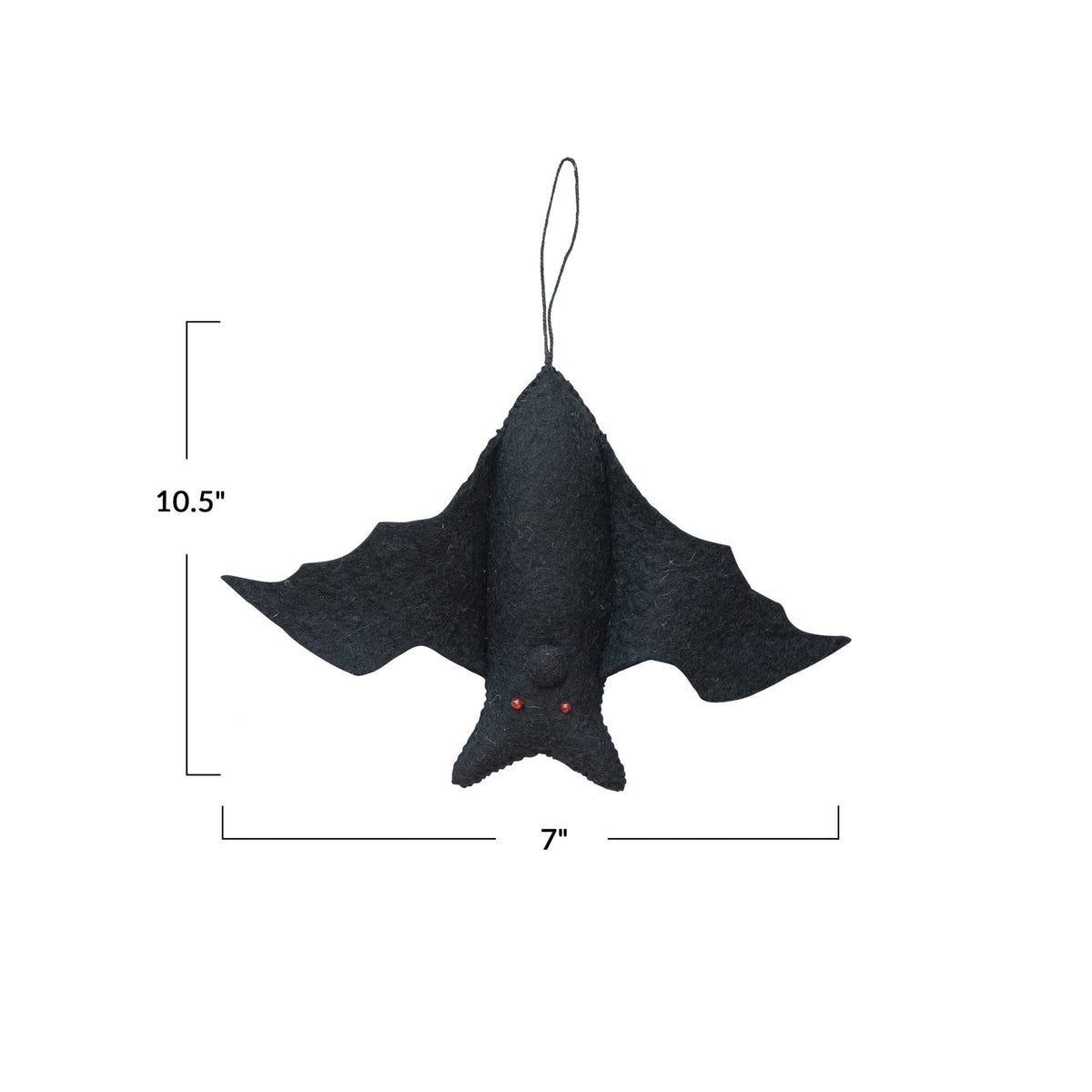 Creative Co-Op 10-1/2"L x 7"H Handmade Wool Felt Bat Ornament, Black