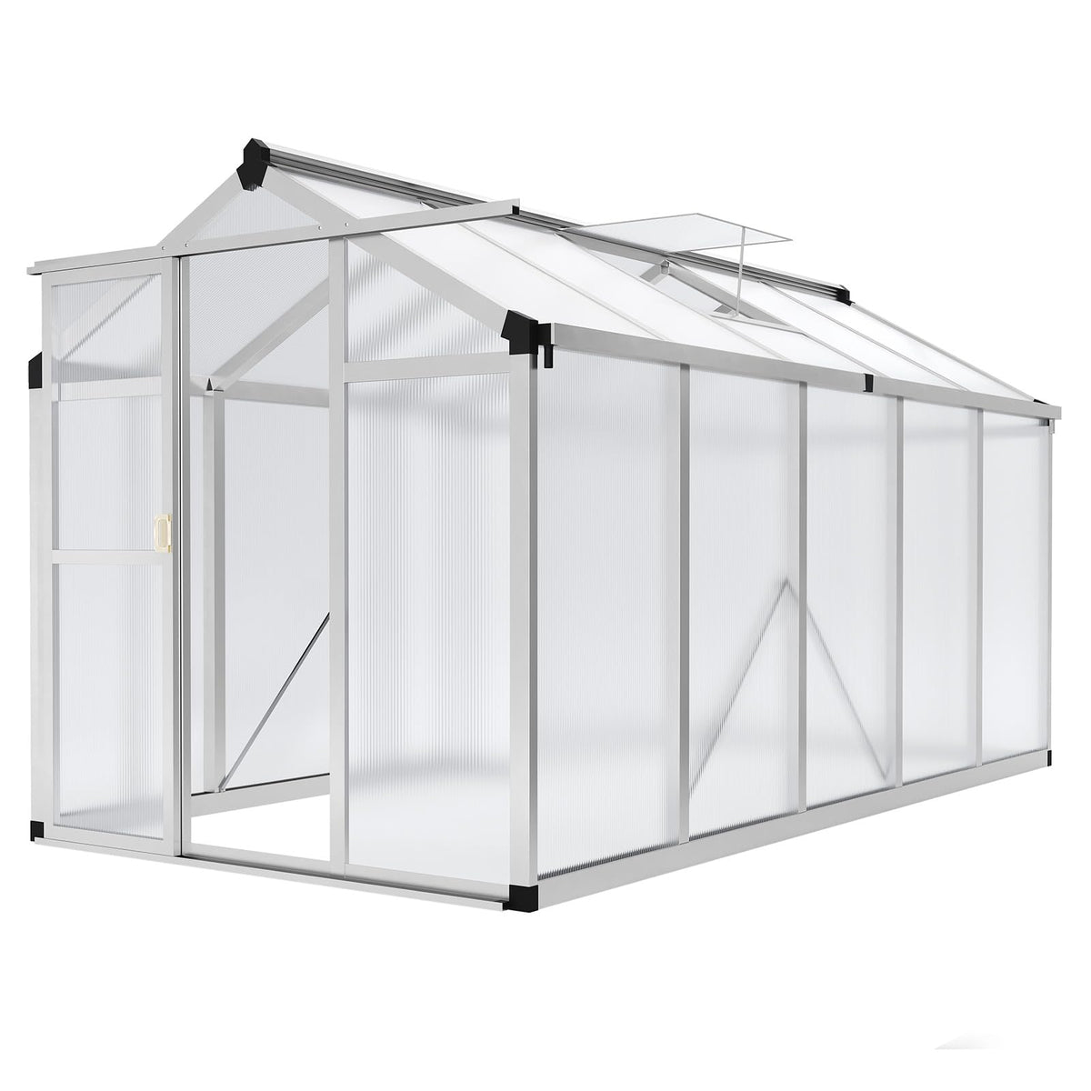 Garvee 6x10 FT Greenhouse - Aluminum Greenhouses for Outdoors, Large Polycarbonate Greenhouse with Roof Vent, Heavy Duty Walk-in Green Houses for Outside Garden, Backyard, Patio, Lawn, Easy Assembly