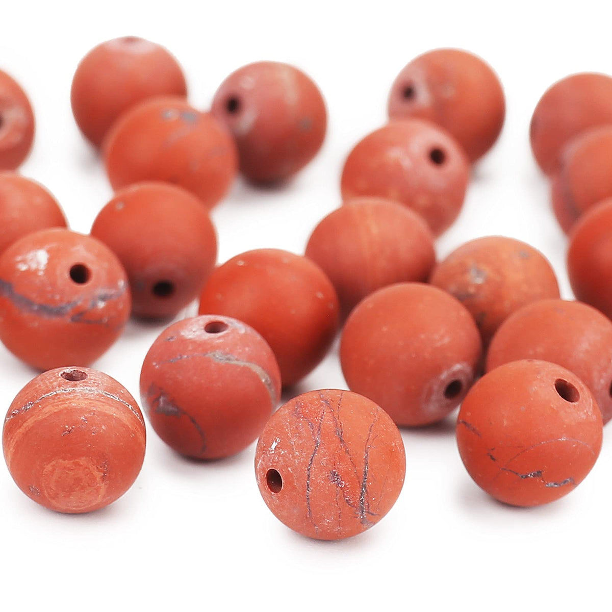 Natural Matte Red Jasper Beads, 8MM Round Frosted Unpolished Loose Gemstone Beads for Bracelet Necklace Jewelry Making, Energy Stone Healing Power with Stretch Beading Cord