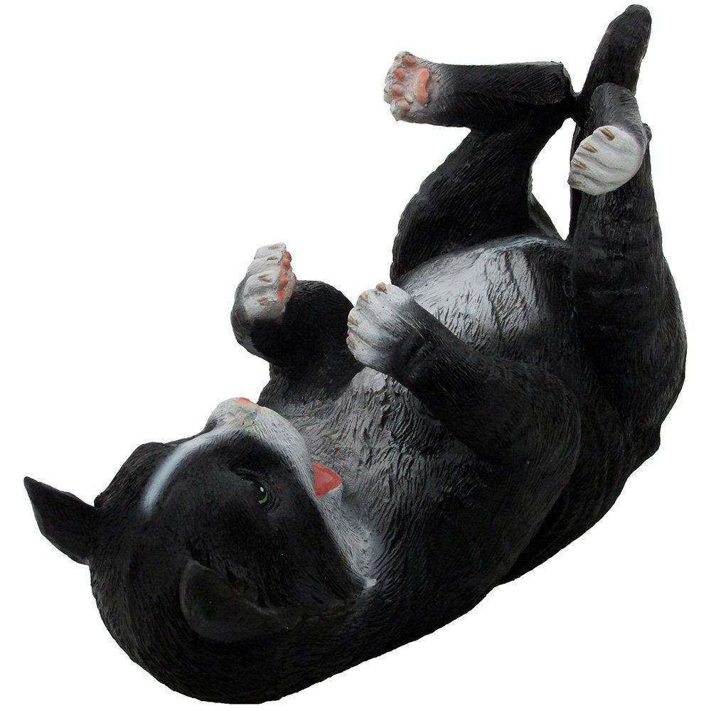 Playful Black & White Kitty Cat Wine Bottle Holder Sculpture for Decorative Tabletop Wine Racks and Stands or Kitten Statues & Pet Figurines As Gifts for Cat Lovers