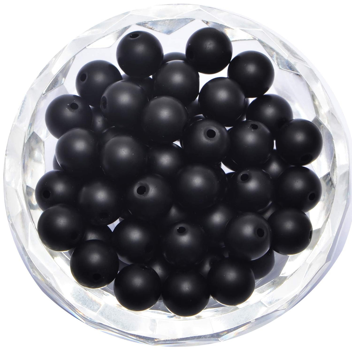 100Pcs Natural Crystal Beads Stone Gemstone Round Loose Energy Healing Beads with Free Crystal Stretch Cord for Jewelry Making (Matte Onyx, 8MM)