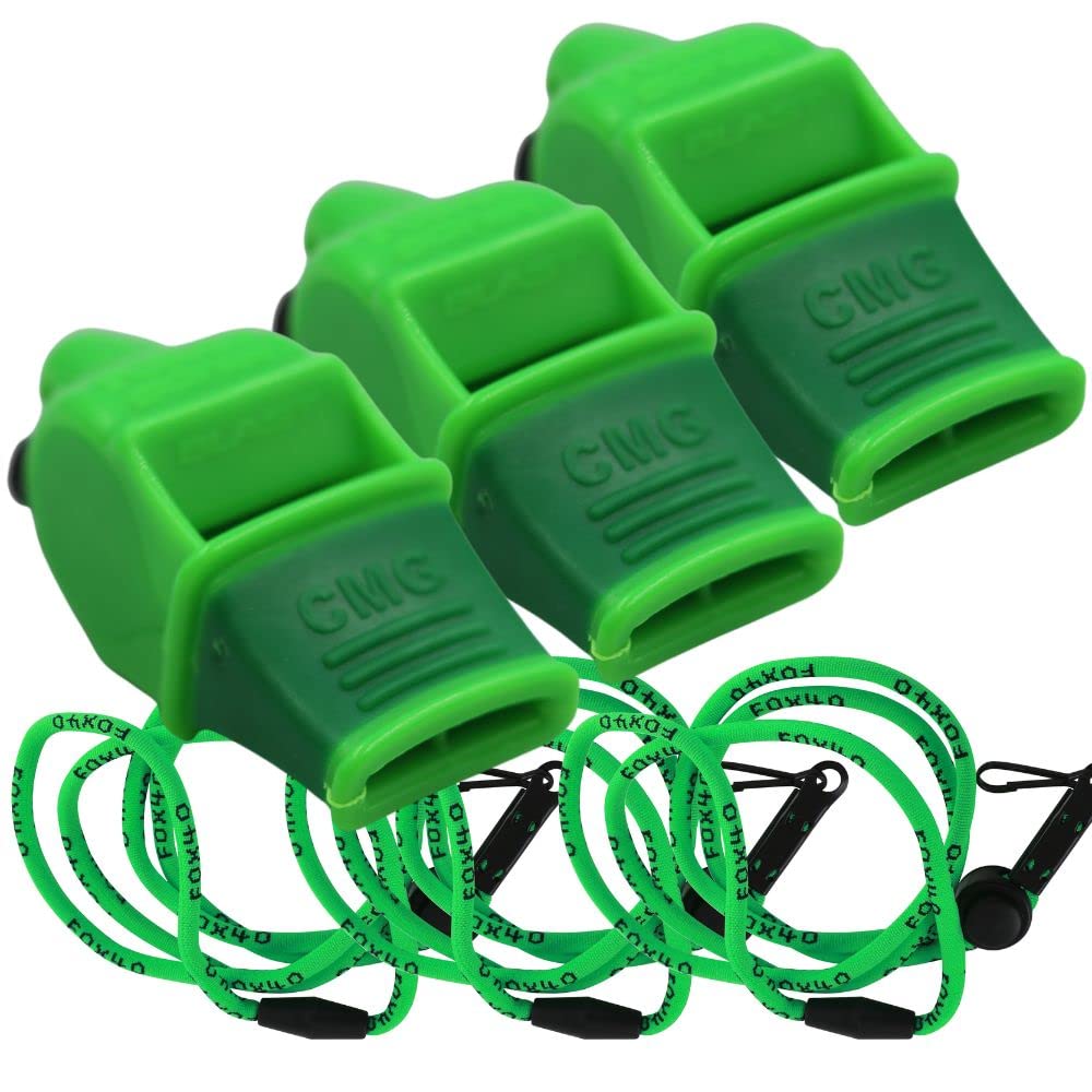 Fox 40 Sonik Blast CMG w/Breakaway Lanyard 3 Pack (Neon Green)