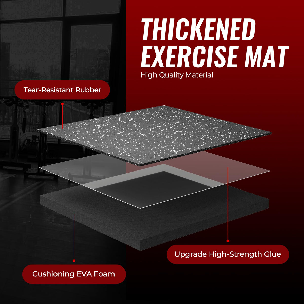 SUPERJARE 0.79'' Extra-Thick Exercise Equipment Mats, 36 Pcs 144 Sq Ft Rubber Top Floor Tiles with High Density EVA Foam, Interlocking Gym Flooring for Home Gym, Workout Mat, Black/Grey