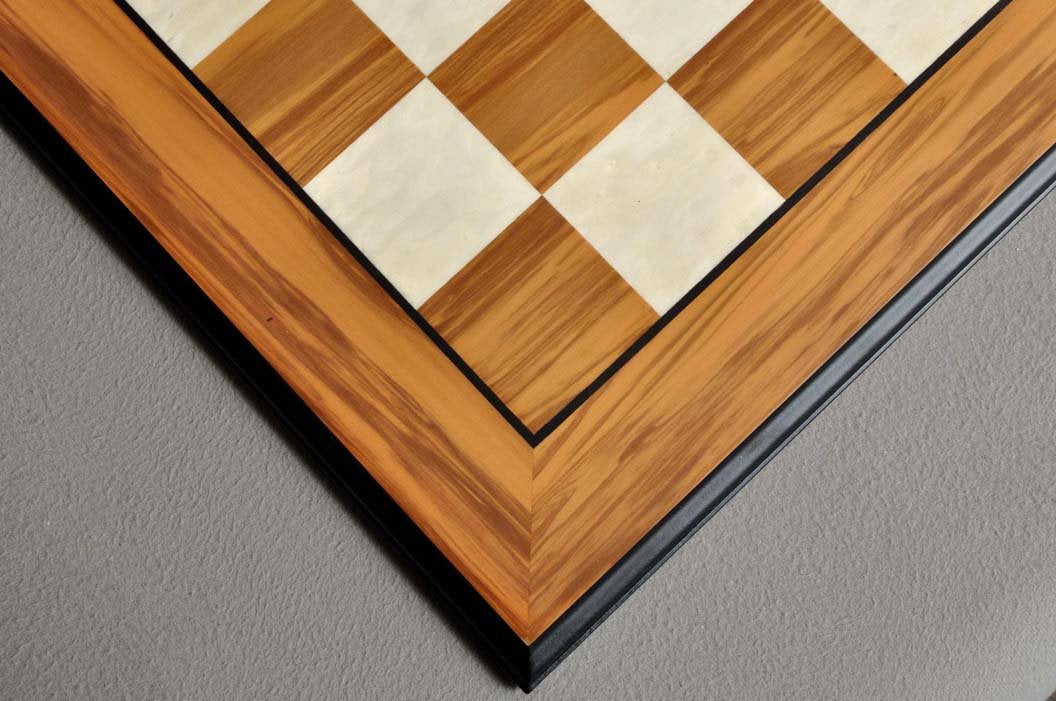 The House of Staunton Standard Traditional Chess Board - 2.25" (Olivewood & Bird's Eye Maple - Satin Finish)