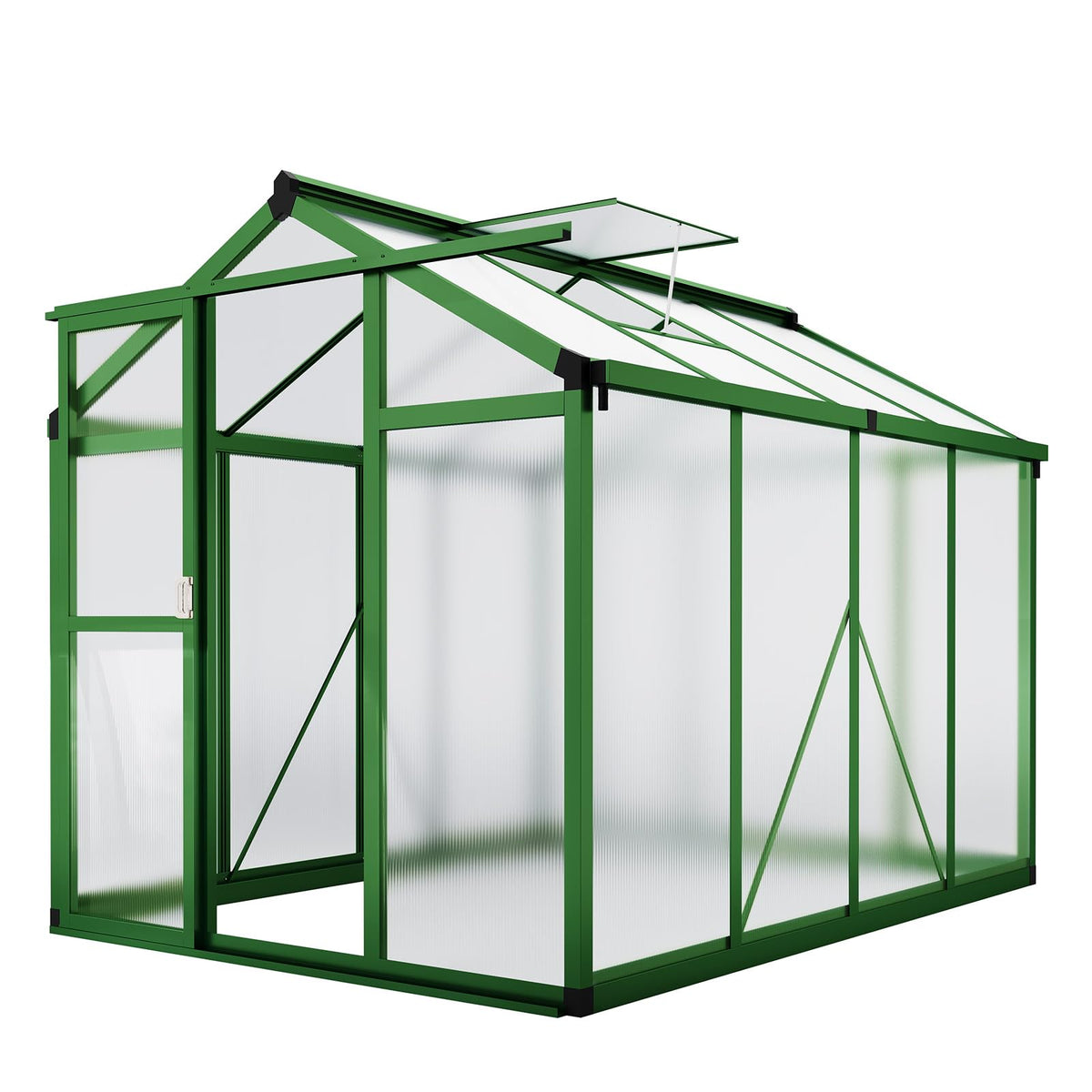 GarveeLife 6x8 FT Greenhouse - Large Aluminum Greenhouses for Outdoors, Heavy Duty Polycarbonate Greenhouse with Roof Vent&Ground Nails, Walk-in Green houses for Garden, Backyard, Patio, Easy Assembly