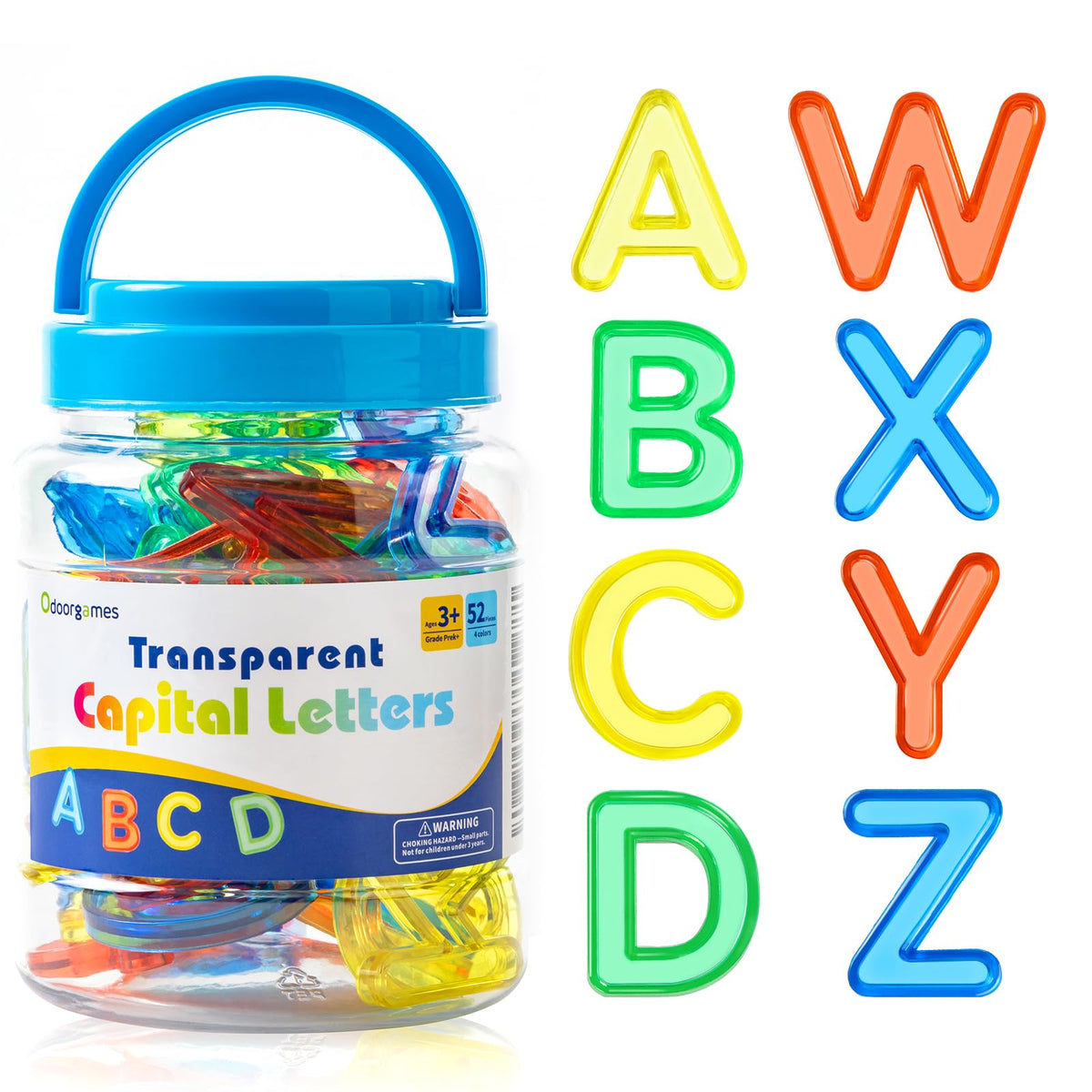 Odoorgames 52 Pcs Translucent Capital Letters – Light Table Toys, Manipulatives and Accessories for Enhanced Learning & Fun