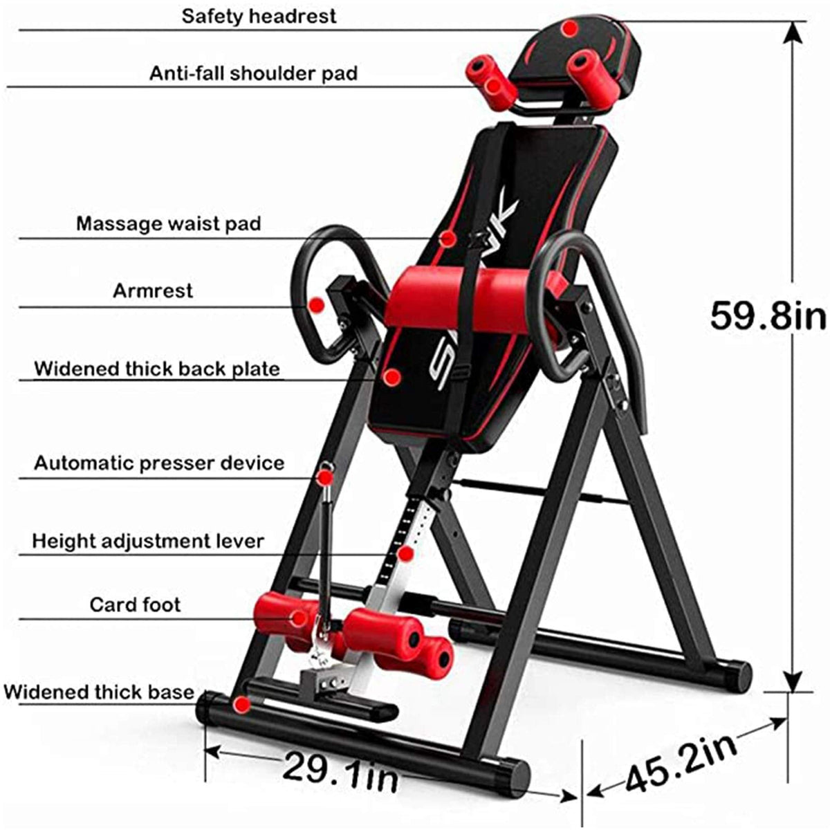 Gravity Heavy Duty Inversion Table, Back Stretcher Machine for Pain Relief Therapy, Inversion Equipment - Headrest and Adjustable Protective Strap