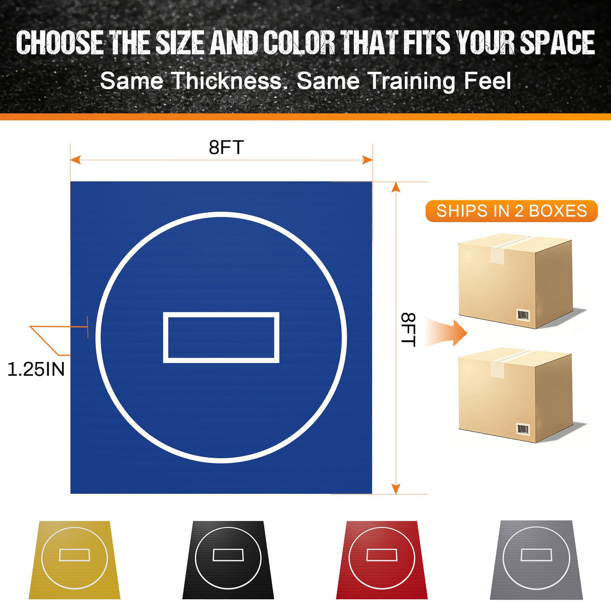 GianToucan Wrestling Mat for Home, 8’x 8’x 1.25” Grappling Mat for Wrestling, MMA, BJJ, Jiu Jitsu, Judo, Gym, Roll-Up Wrestling Practice Mat for Kids & Adults,Easy to Clean Indoor/Outdoor, Blue
