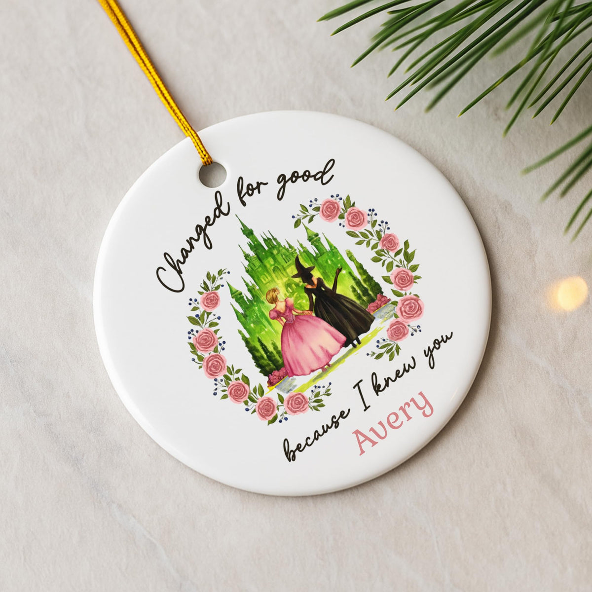 Wicked Christmas Glass Ornament, Elphaba Glinda Ornament, Change for Good, Friendship Broadway Wicked Musical (Glass, 1)