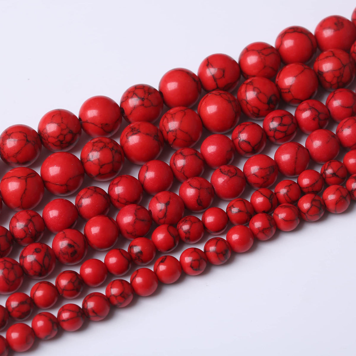 8MM Red Turquoise Round Loose Beads Natural Gem Beads Crystal Energy Stone Beads for Jewelry Making DIY Bracelet Necklace