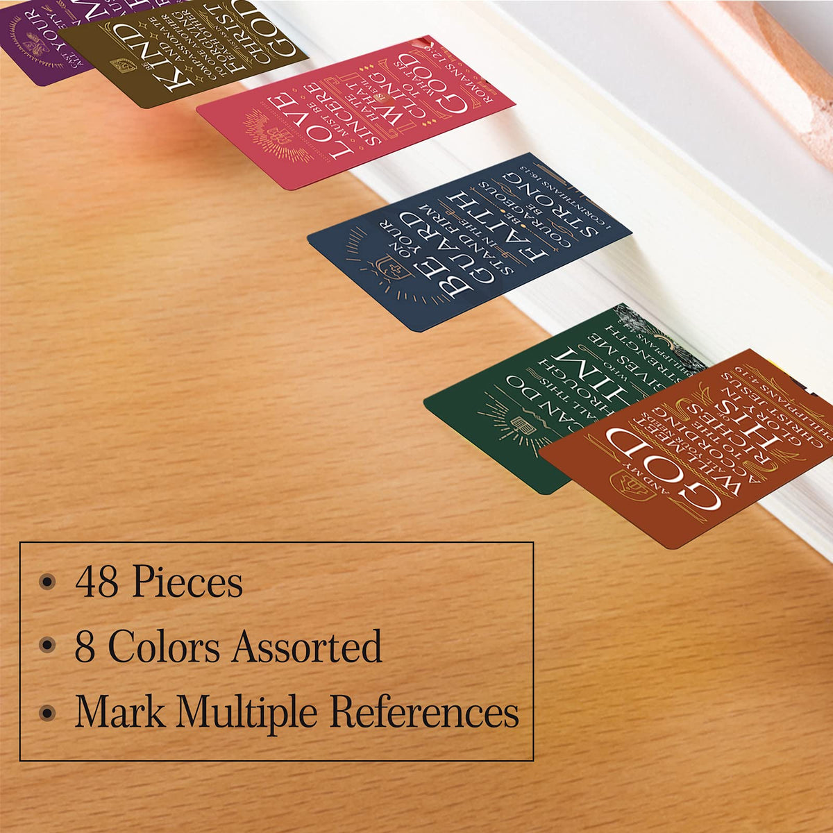 ANZON MORIES 48 Pieces Christian Scripture Bookmarks with Bible Verse Quotes & Storage Box, Inspirational Book Mark Religious Marker Christian Art Gift Bookmark for Reading Lover, Men, Women, Kids