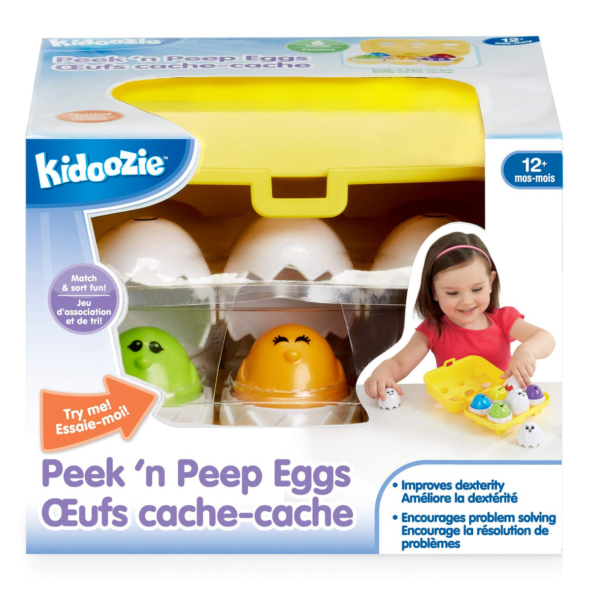 Kidoozie Peek N Peep Eggs - Mentally Stimulating Sorting & Stacking Toy for Ages 1 and Up - A Fun Way to Build Hand-Eye Coordinaton!