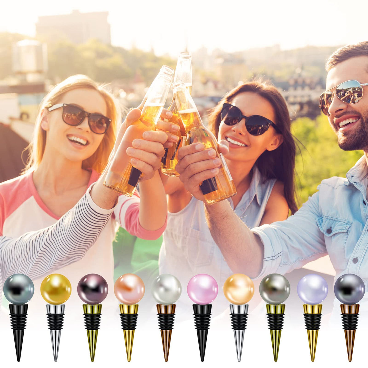 Honeydak 20 Pieces Wine Bottle Stopper Set Kit Blank Stainless Steel Wine and Beverage Reusable Decorative Bottle Corks Accessories Tapered Storage Craft Art DIY for Kitchen Bar Party Wedding Turning