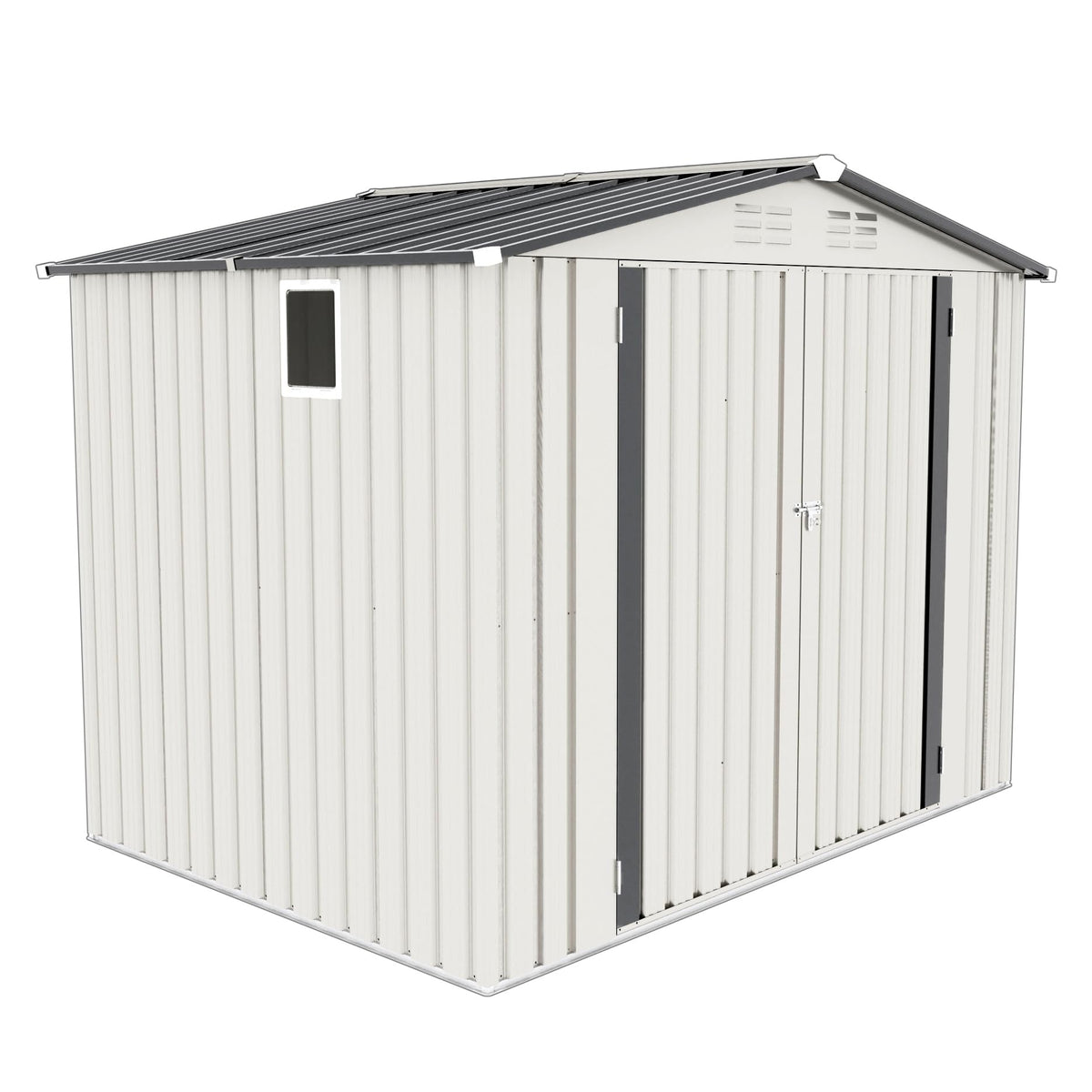 Vigo huseeo 8x5.7x6FT Storage Shed, Outdoor Galvanized Steel Garden Shed with Lockable Door & Window, Waterproof Metal Tool Storage for Garden, Backyard, Patio, Lawn