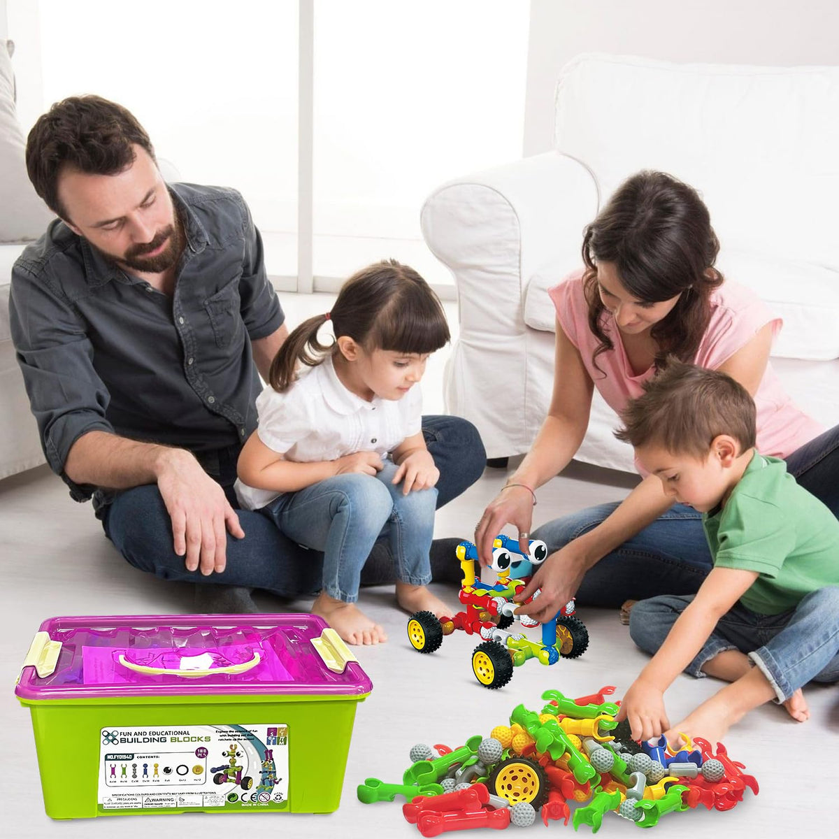 Huaker Stem Building Toys for 3 4 5 6 7 8 Year Old Boys Girls Kids,180 Pieces Building Blocks Educational Learning Toys with Large Storage Box,Ideal Christmas Birthday Gifts