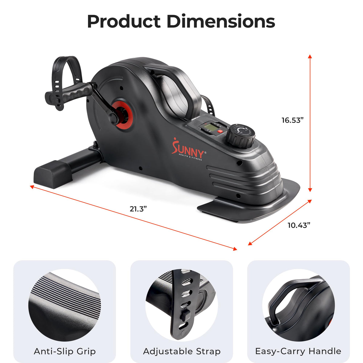Sunny Health & Fitness Dual-Function Under-Desk Mini Bike, Portable Cardio Peddler in Home & Office, Indoor Arm / Leg Cycle Machine, Pedal Exerciser for Seniors, Free SunnyFit App Bluetooth Connection