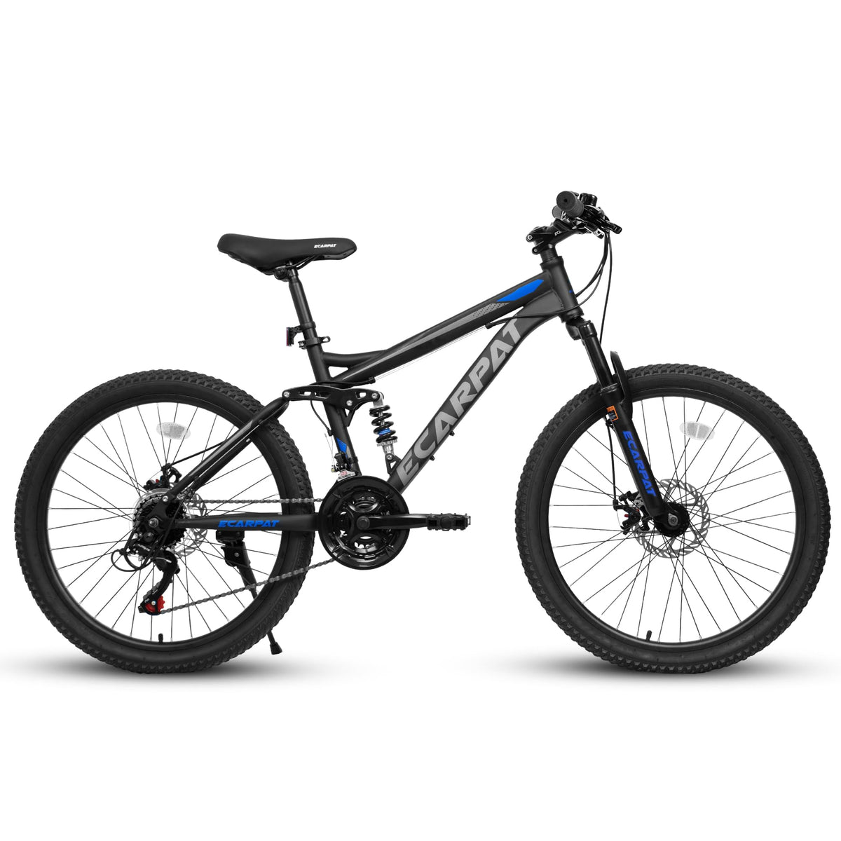 Ecarpat Mountain Bike 24 Inch Wheel, 21-Speed Disc Brakes Thumb Shifter, Carbon Steel Frame Mens Trail Commuter City Snow Mountain Bikes Bicycles
