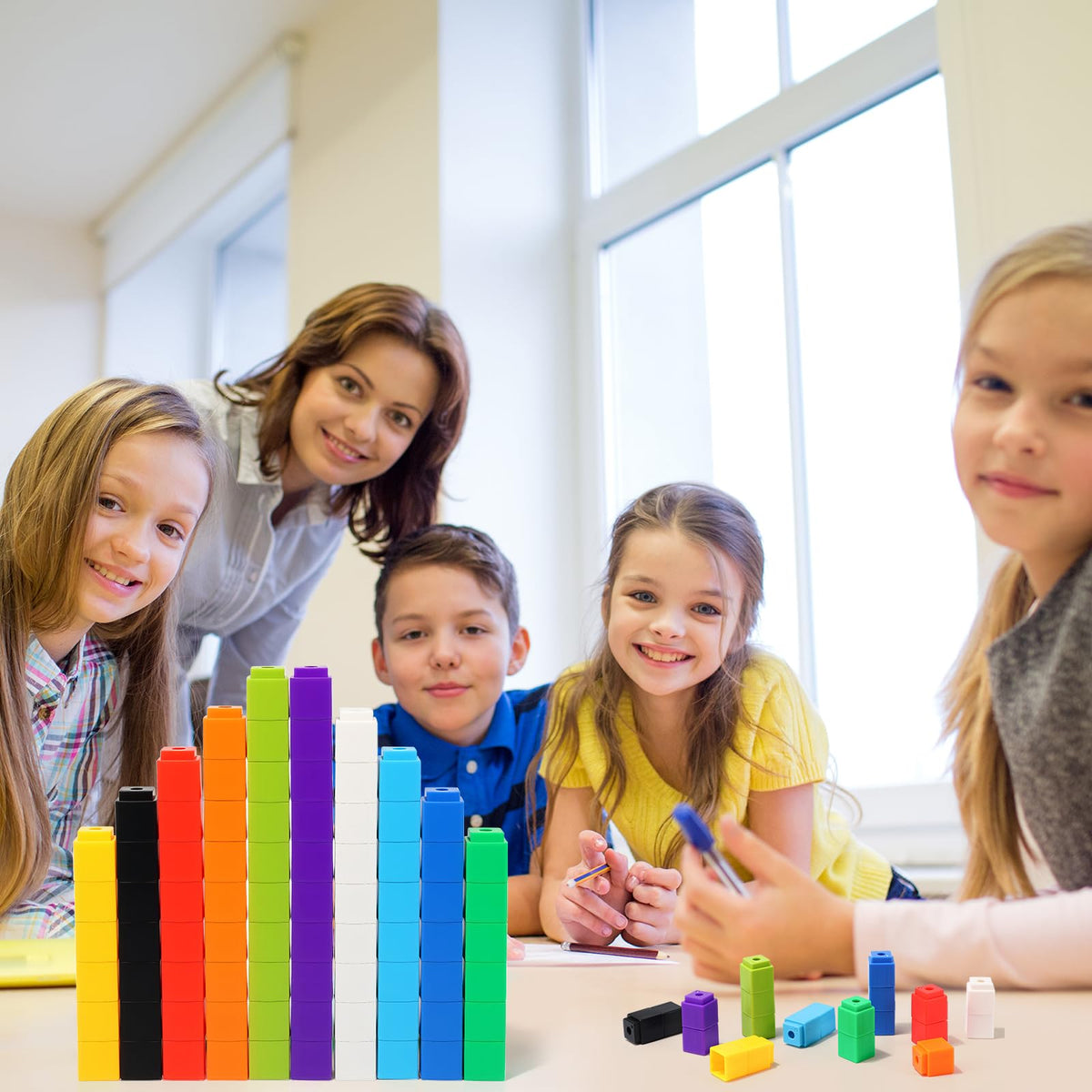100 Pcs Yellow Linking Cubes for Math Counting Cubes Manipulatives Plastic Counting Block Manipulative Classroom Learning Supplies for Educational Preschool Activities Boy Girl (Yellow)