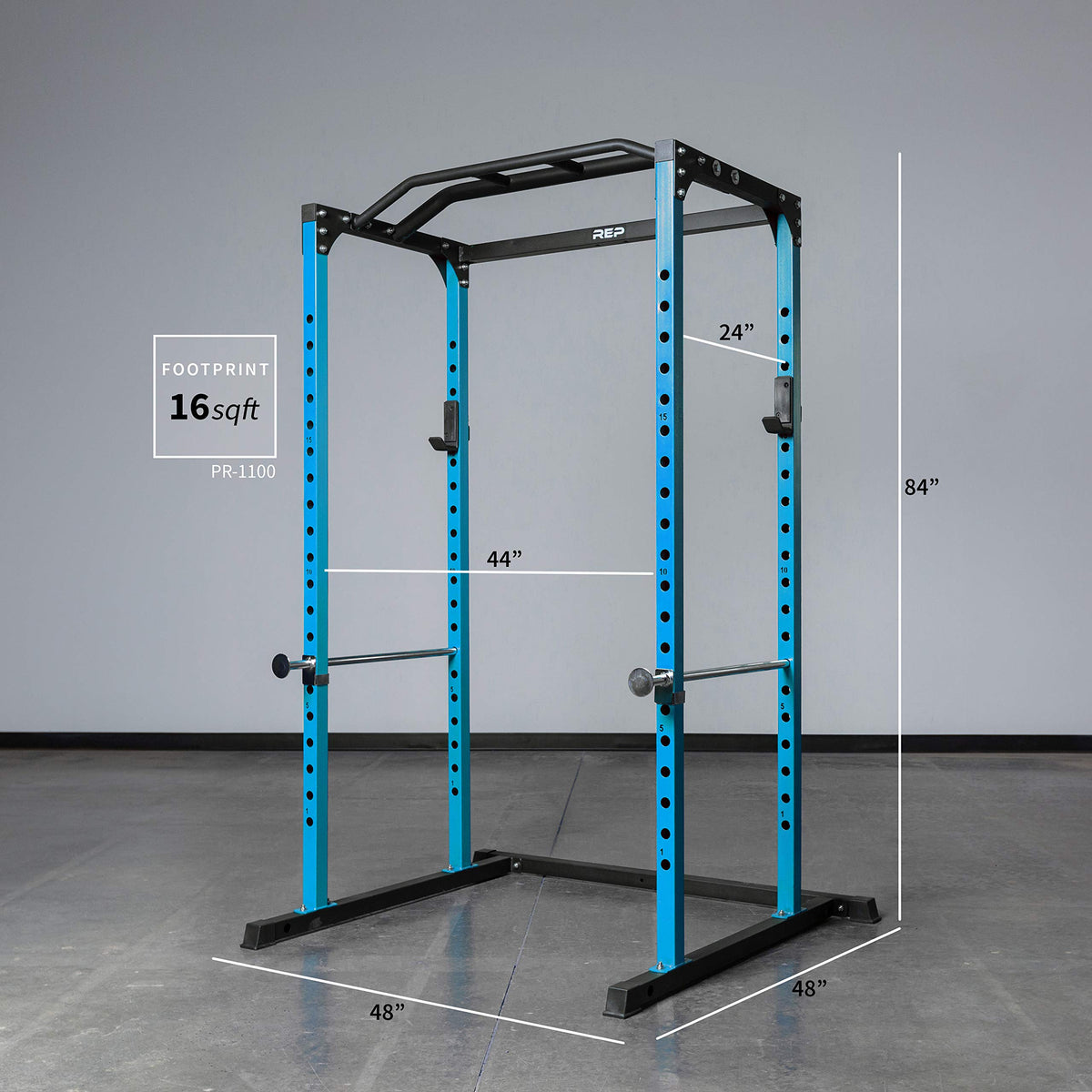 REP PR-1100 Power Rack - 700 lbs Rated Lifting Cage for Weight Training (Blue Power Rack, No Bench)