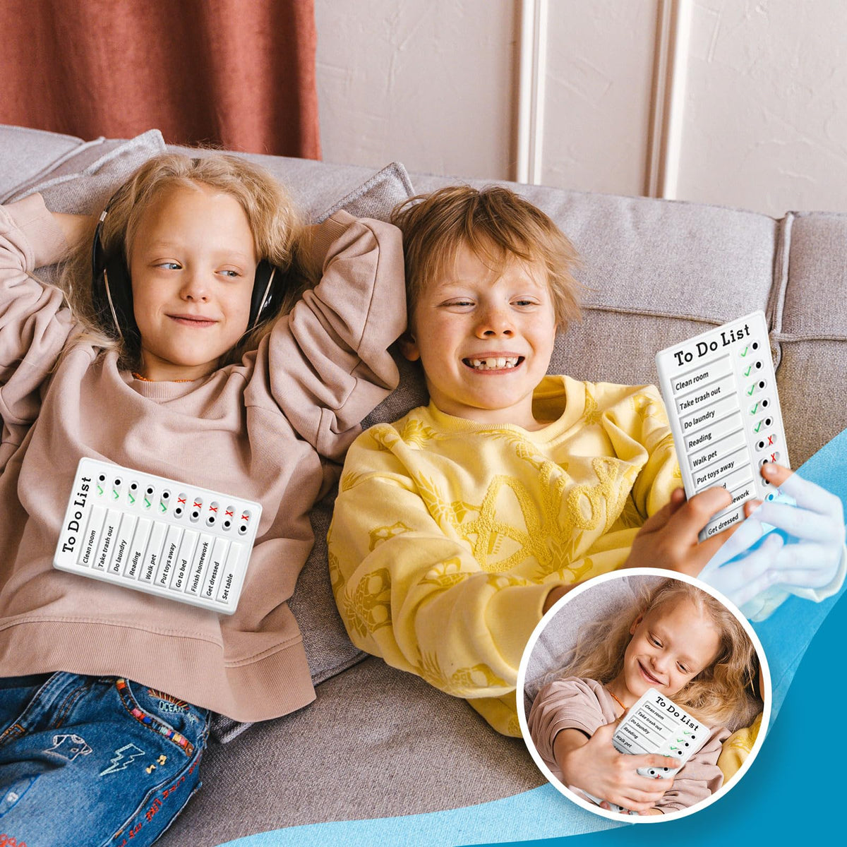 4 Pieces Chores Chart for Kids Multiple Kids - Reusable to Do List with Detachable Cardstock, Sliding Routine Chart, Daily Schedule, and Checklist Board