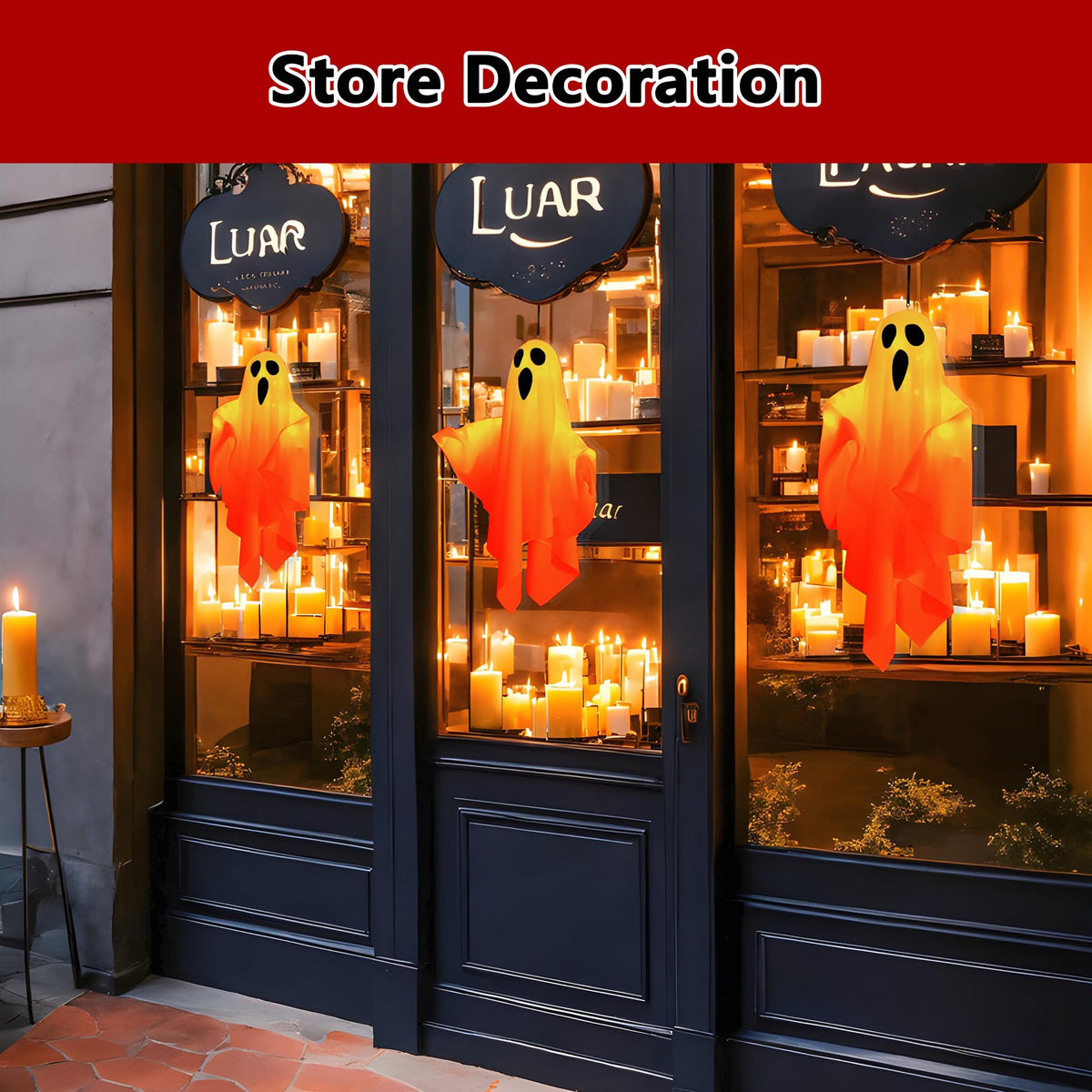 Halloween Light-up Ghost Decorations,Halloween Hanging Flying Ghosts with String Lights,Battery Operated Light up Spooky Ghosts Ornaments for Front Yard, Patio, Lawn, Garden, Party, 19.6 Inch, 2 Pack