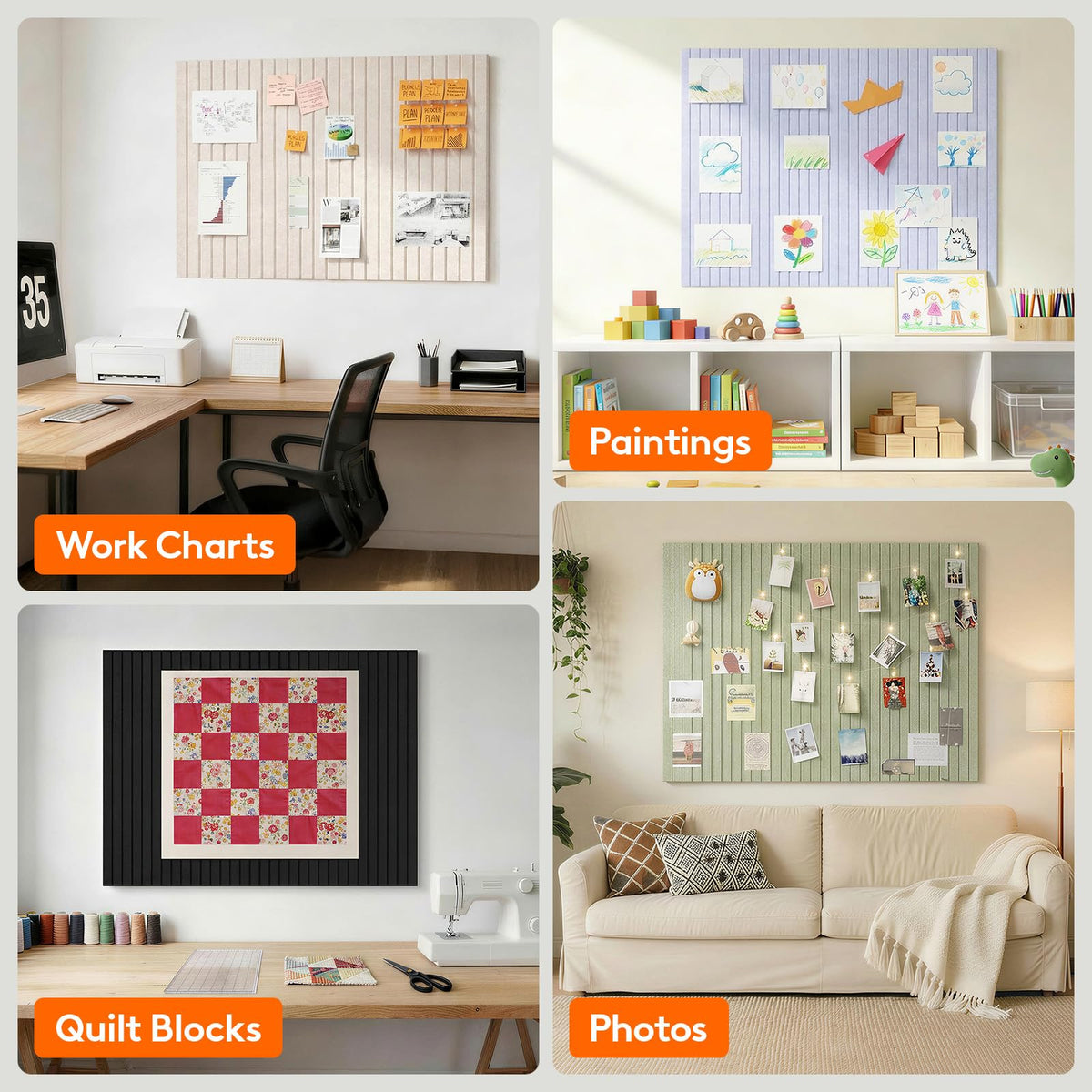 Lifewit Felt Slatted Bulletin Board, 12 Pack Self-Adhesive Panel, 48"x 36" Total Size, Cork Board Alternative, Pin Message Board with 30 Pushpins for Room and Office Decor, Home, Dorm, Pink