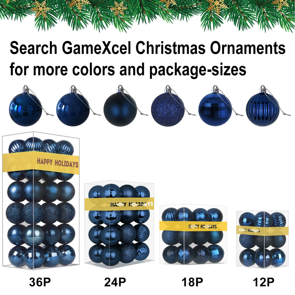 Navy Blue 8.0" Extra Large Christmas Balls Ornaments - Christmas Tree Decorations Shatterproof Shiny Hanging Balls for Birthday Holiday Wedding Decorations Set of 2pcs