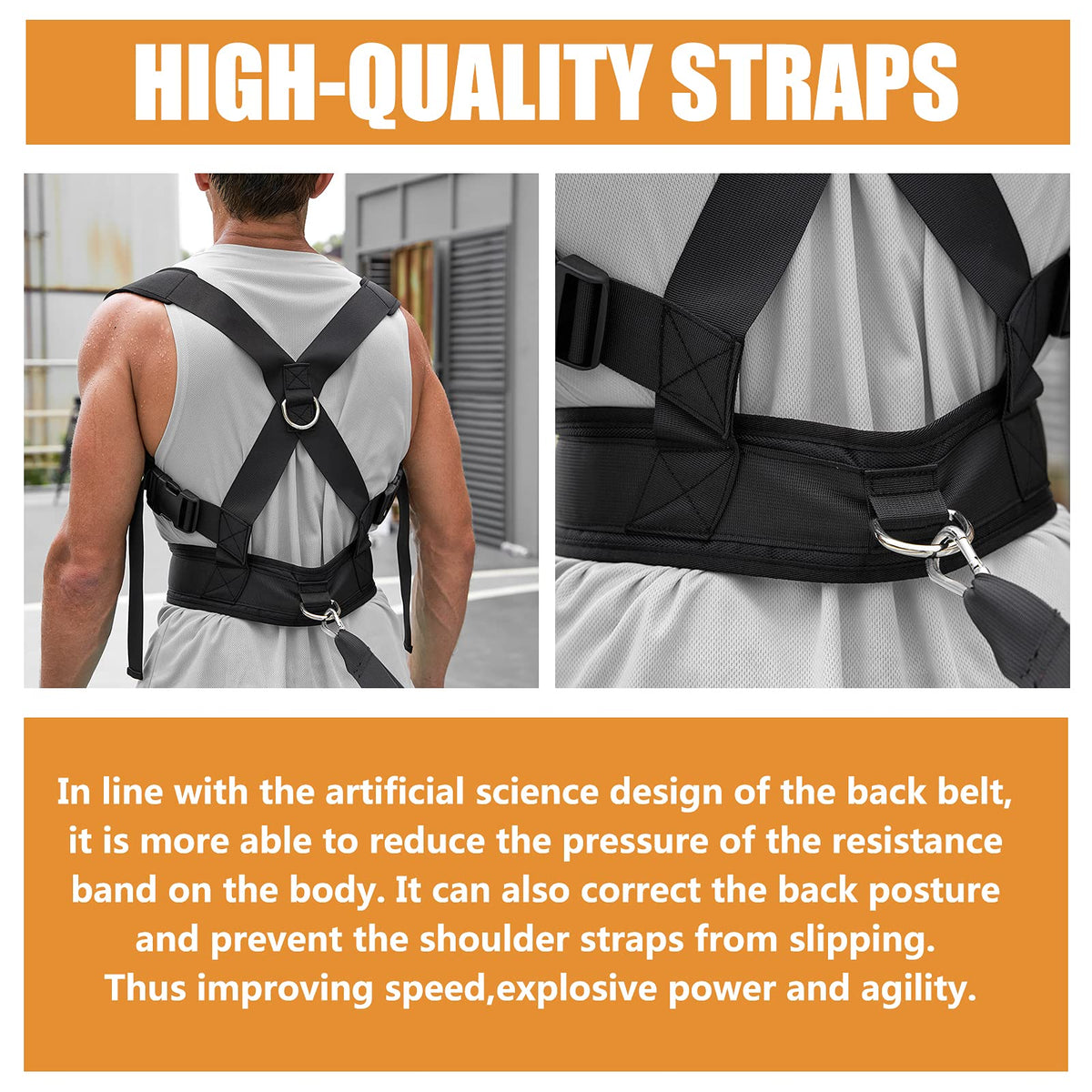 YNXing Sled Pulling Harness, Tire Pulling Harness with Pull Strap for Resistance Training, Adjustable Padded Shoulder Strap (13.1FT)