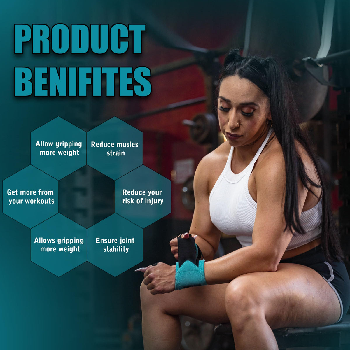 Improved Lifting Support & Stability - Gym Wrist Wraps for Weightlifting 14" Premium Quality Hand Wraps with Thumb Loop - Weight Lifting Wrist Wraps for Pain & Support