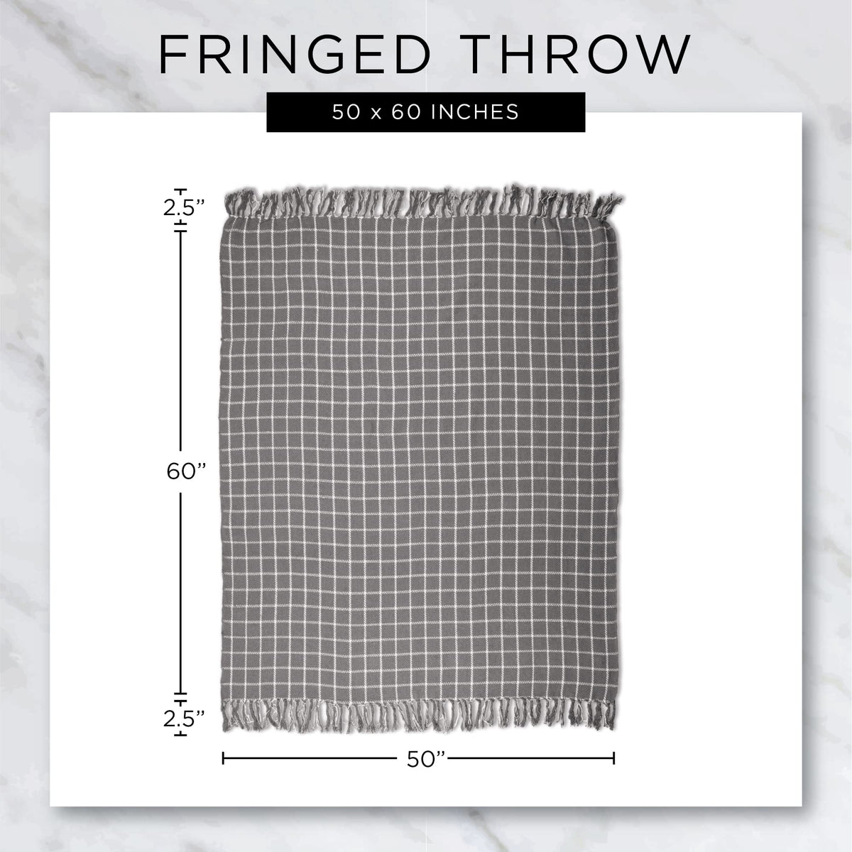 DII Transitional Checked Plaid Woven Throw, 50x60, Black