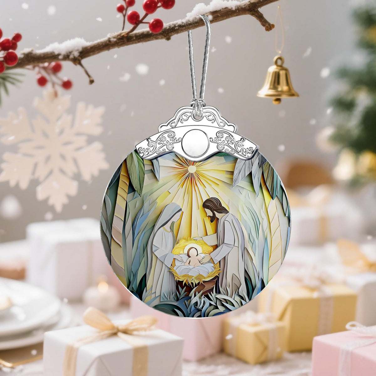 Nativity Scene Christmas Ornament, Jesus Birth Christmas Ornament, Holy Family Decoration, Religious Decor, Christian Holiday Decor, Christian Gifts, Religious Gifts, Gift Exchange, Gift Idea