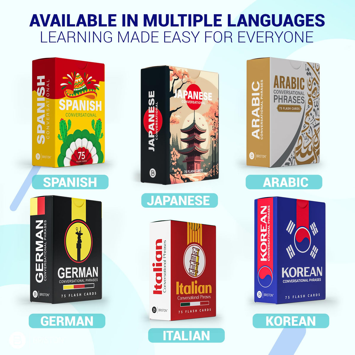 French Conversational Phrases Flash Cards – 75 Everyday Sayings with Audio & Pronunciation Guide – Language Learning Tool for Students, Travelers & Adults – Briston French Edition