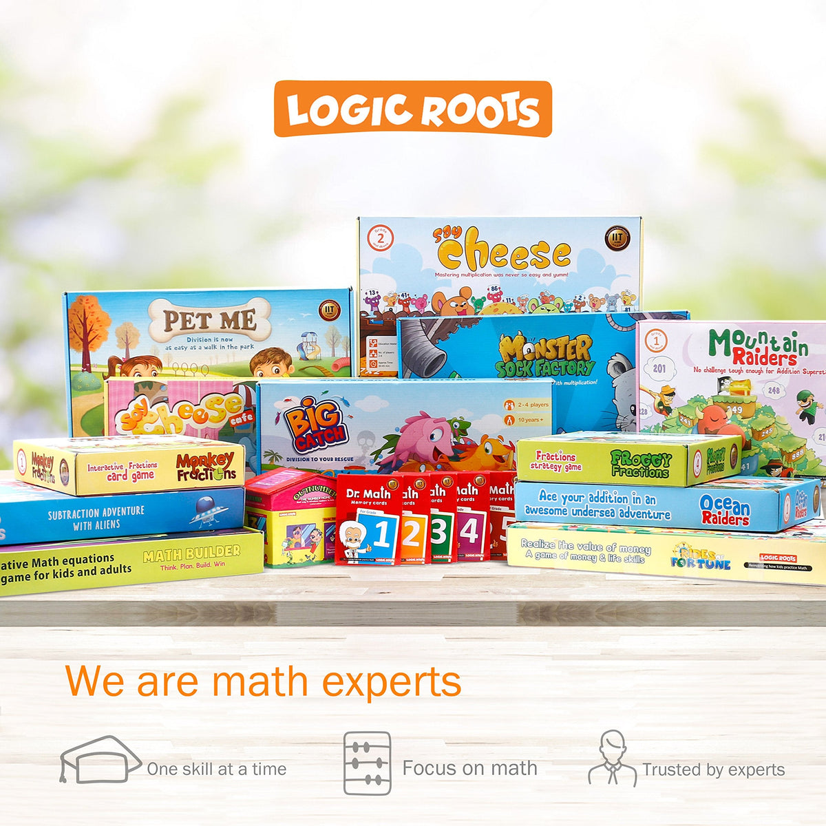 Logic Roots Addition and Subtraction Game - Fun Math Board Game for 6-8 Year Olds, Easy to Play Educational Game for Kids at Home, STEM Toy Gift for Girls & Boys (Ocean Raiders + Cloud Hoppers)