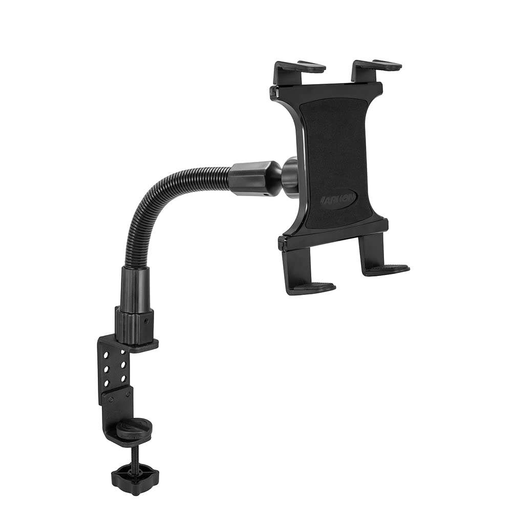 ARKON Mounts - Heavy Duty Tablet Holder with Clamp Mount and 12-Inch Bendable Gooseneck Arm | Versatile Tablet Stand with Easy Install & Durable Support | Securely fits iPad, Galaxy, Note, and more