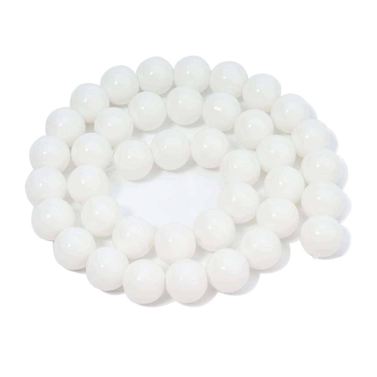 45pcs 8mm Natural Stone Beads White Jade Tridacna Beads Energy Crystal Healing Power Gemstone for Jewelry Making, DIY Bracelet Necklace