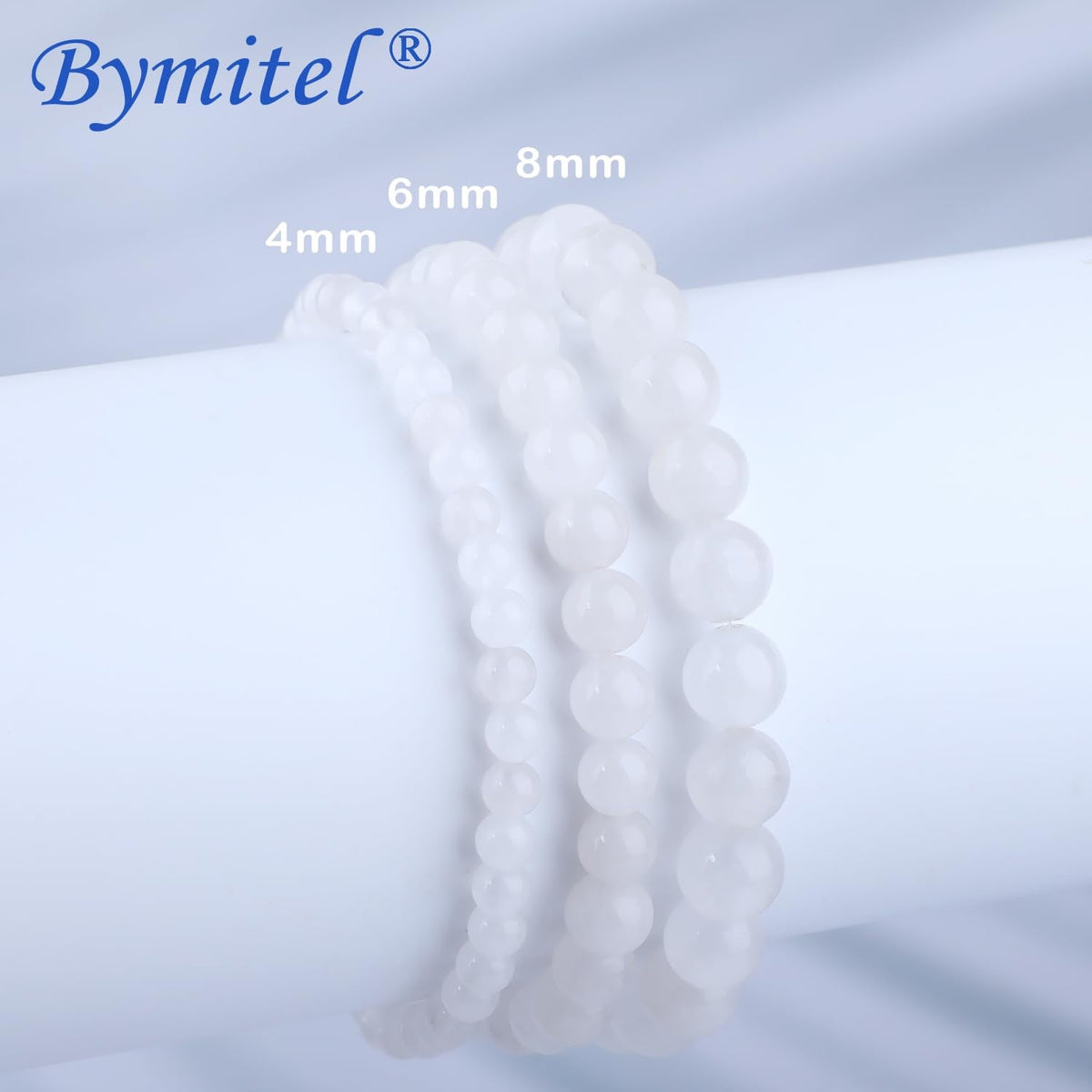 Bymitel 6mm White Jade - Handmade Reiki Gemstone Stretch Bracelet, Natural Beauty & Spiritual Essence, Crystal Healing for Unisex Adults
