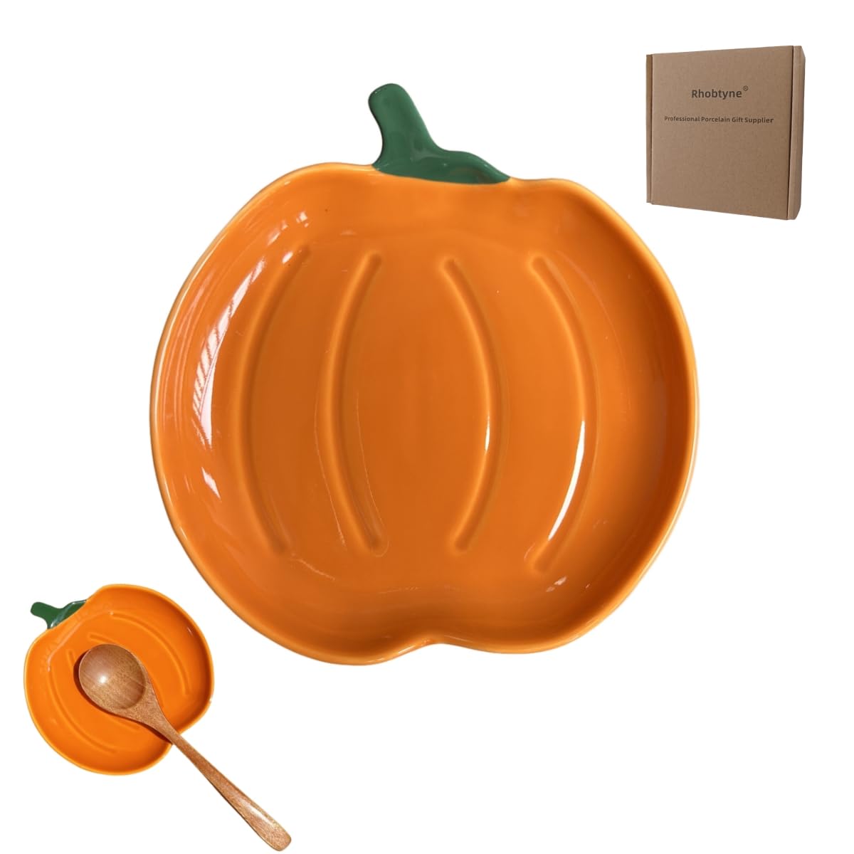 Ceramic Spoon Rest for Stove Top, Halloween Pumpkin Cute Spoon Rest for Kitchen Counter, Cooking Spoon Holder for Kitchen Counter, Utensil Rest Spatula Rest Ladle Holder Tong Rest (Orange)