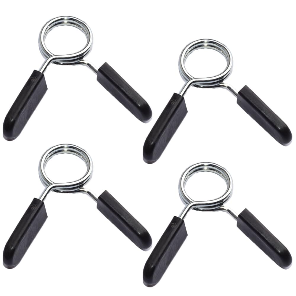 Quweiz 4pcs 1 Inch Barbell Clamps, Spring Clip Collars Bars Clips Fitness Weight Lifting Dumbbell Weight Bar Clip Clamps for Many Gym Equipment Strength Training Accessory