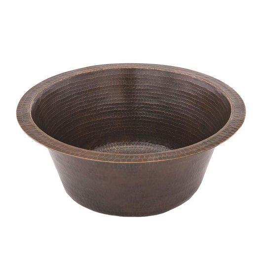 Premier Copper Products BR16DB2 16-Inch Universal Round Hammered Copper Bar Sink with 2-Inch Drain Size, Oil Rubbed Bronze