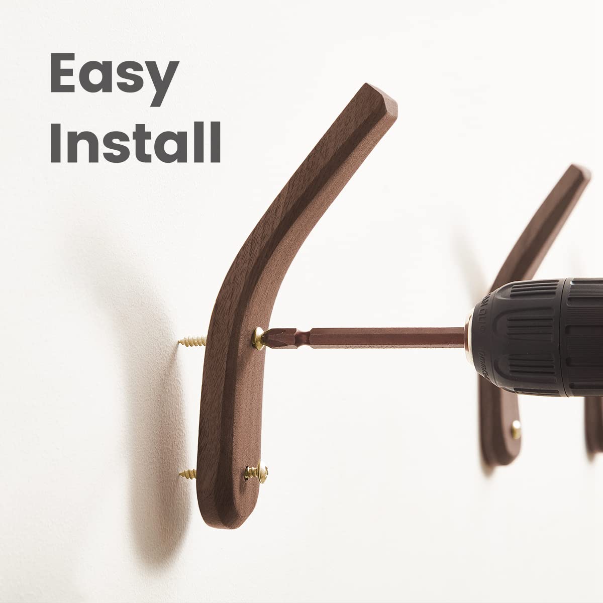 COCOYA 2Pack Wood Hooks Wall Mounted, Minimalist Easy Install Natural Real Walnut Cute Mid Century Modern Simple Rustic Boho Home Foyer Entryway Decor, for Hanging Hat Cap Bag Coat Towel Clothes