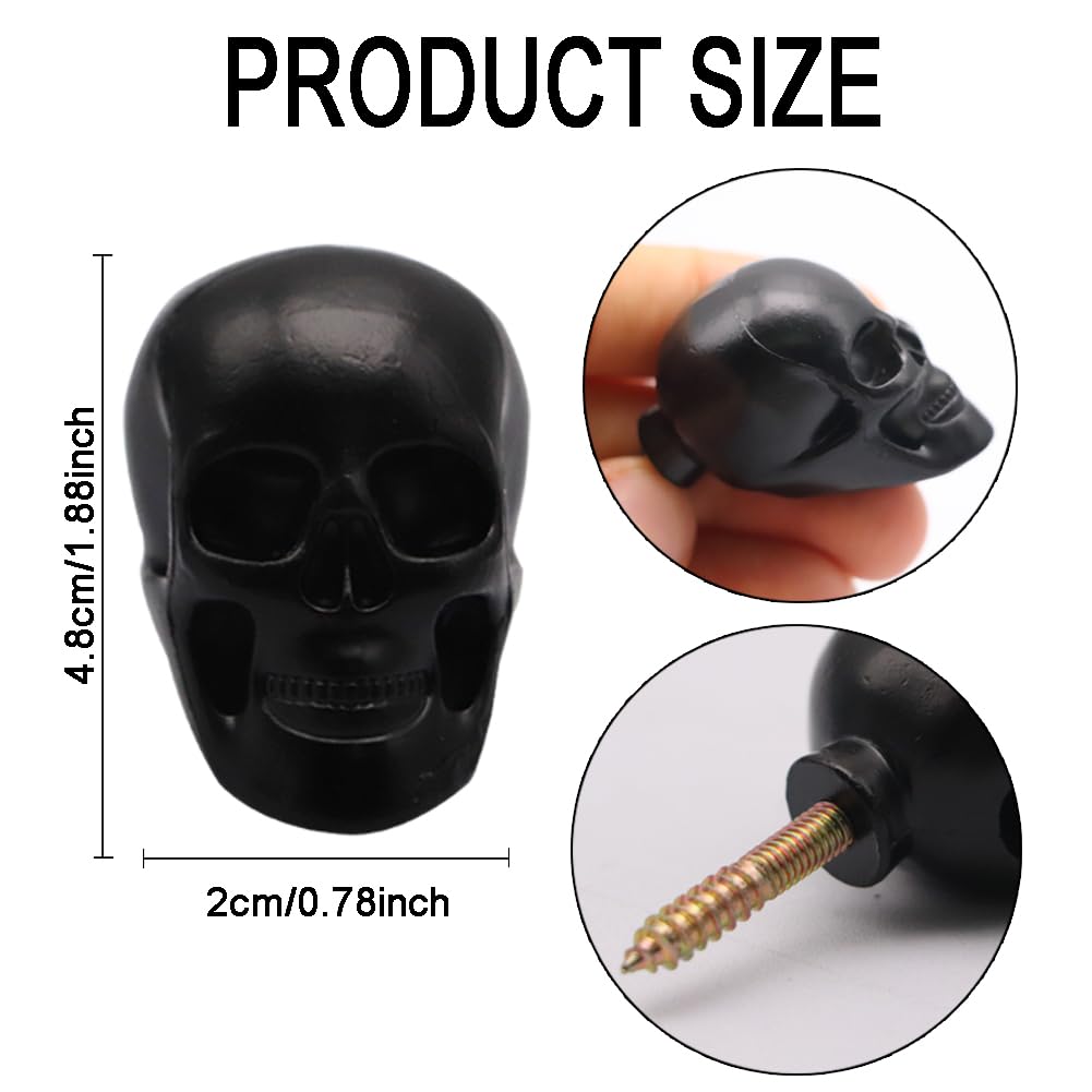 Hdtyyln Skull Wall Hooks, 4 Pcs Decorative Metal Wall Mounted Key Holder Hat Rack Organizer Bathroom Hanger Home and Kitchen Use Pegs (Black)