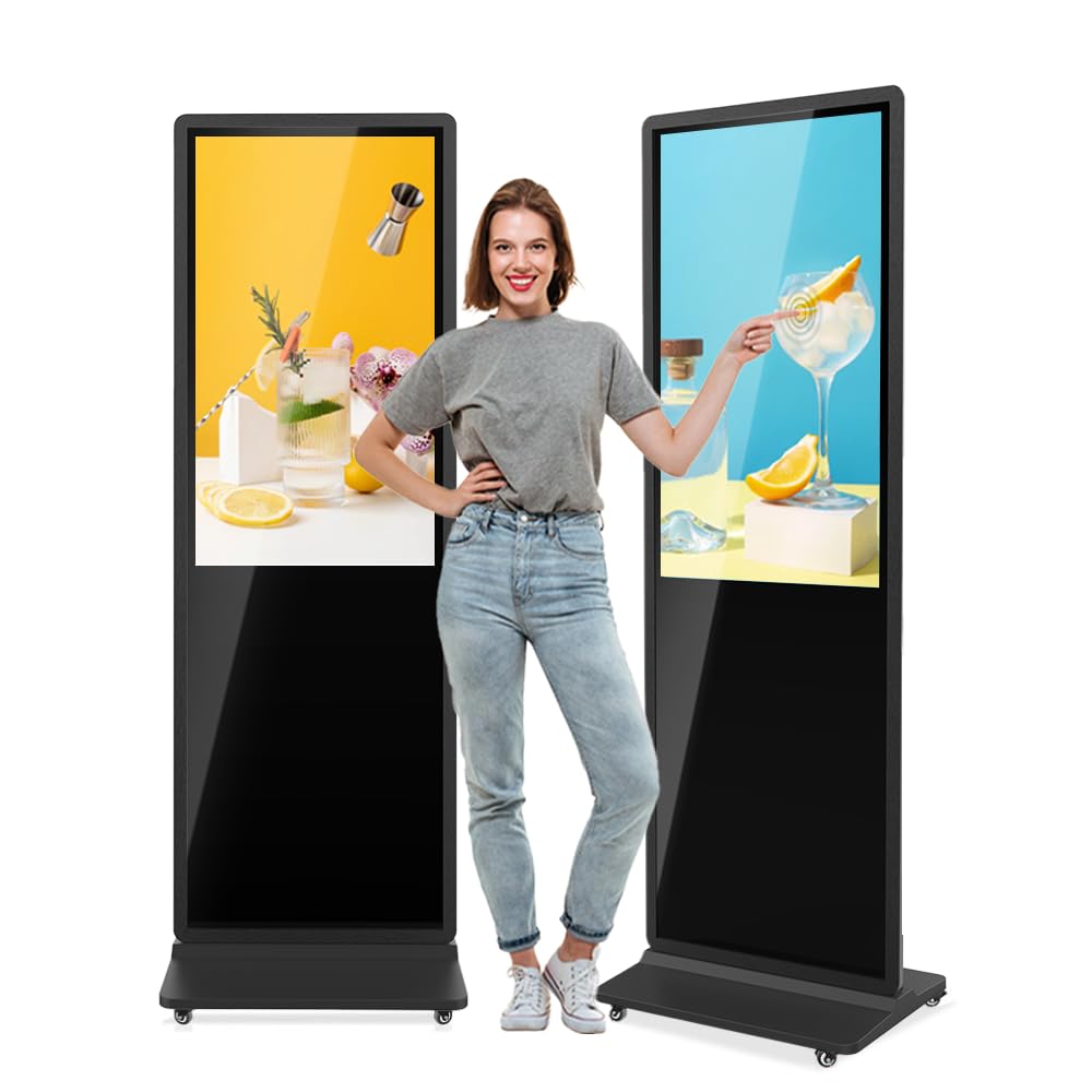 QIXZOCV MWE 43 Inch Indoor Digital Signage Touchscreen Kiosk Floor Standing Advertising Display LCD Totem Interactive Display Poster Android System with Auto Media Player