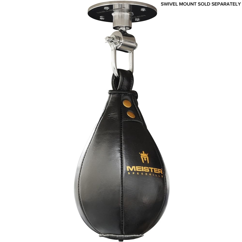 Meister SpeedKills Leather Speed Bag w/Lightweight Latex Bladder - Black - Small (7.5" x 5") (19 cm x 12.7 cm)