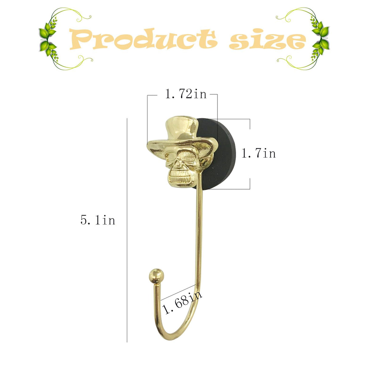 ZH-ZHENGHENG 4pcs Skull Magnetic Hook,Magnetic Hooks Heavy Duty for Classroom Beach Vacation Kitchen Grills Home (Gold)